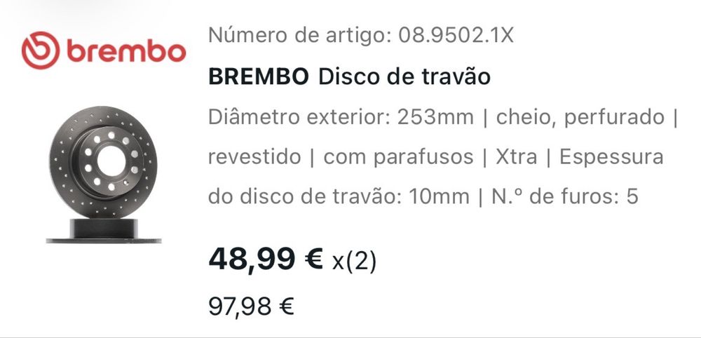 Vende se discos brembo