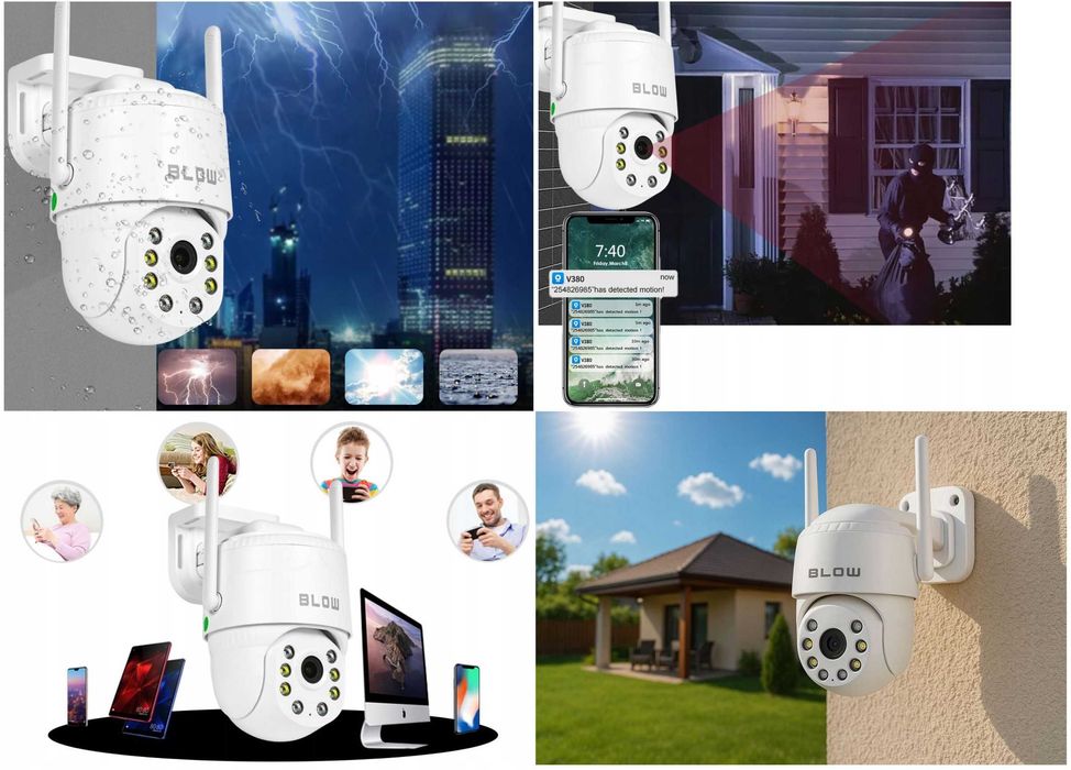 Kamera WiFi IP Zewnętrzna Obrotowa 2,5K Tryb Nocny Ochrona Dom Magazyn