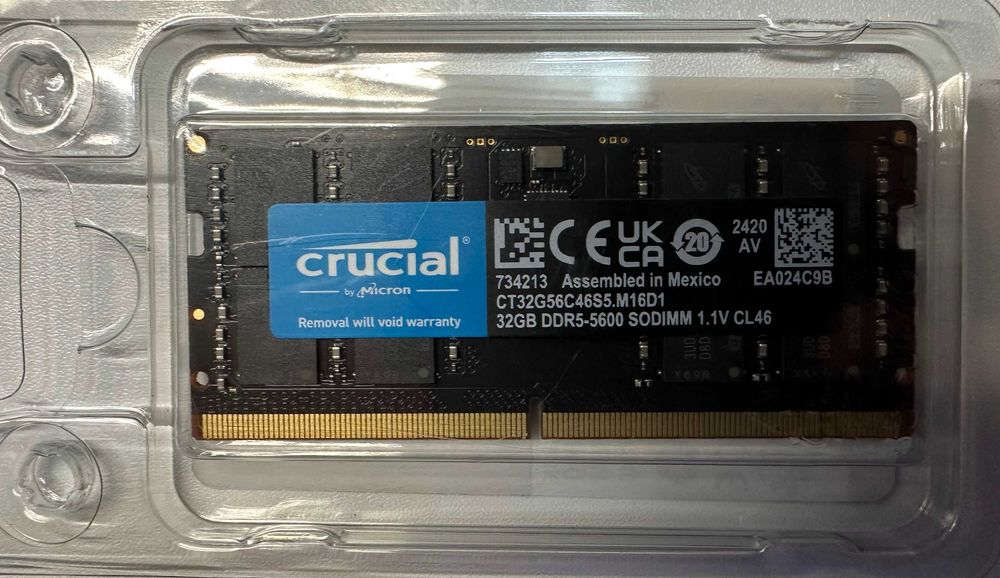 Memoria RAM para portatil SODIMM DDR5 32gb 5600mhz Crucial