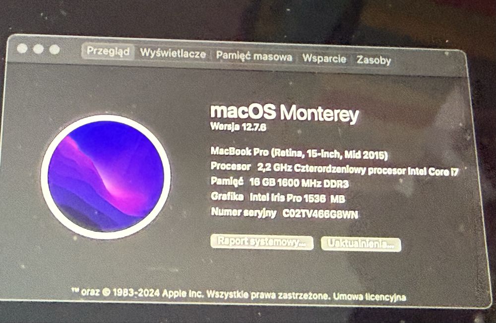 MacBook Pro 15” Retina (Mid 2015) i7 / 16GB RAM – mocna konfiguracja