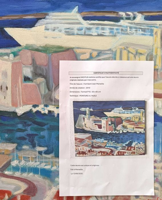 Quadro a Óleo "Fort Saint-Jean, Marselha" – Jerôme Dreyfus (50x65 cm)