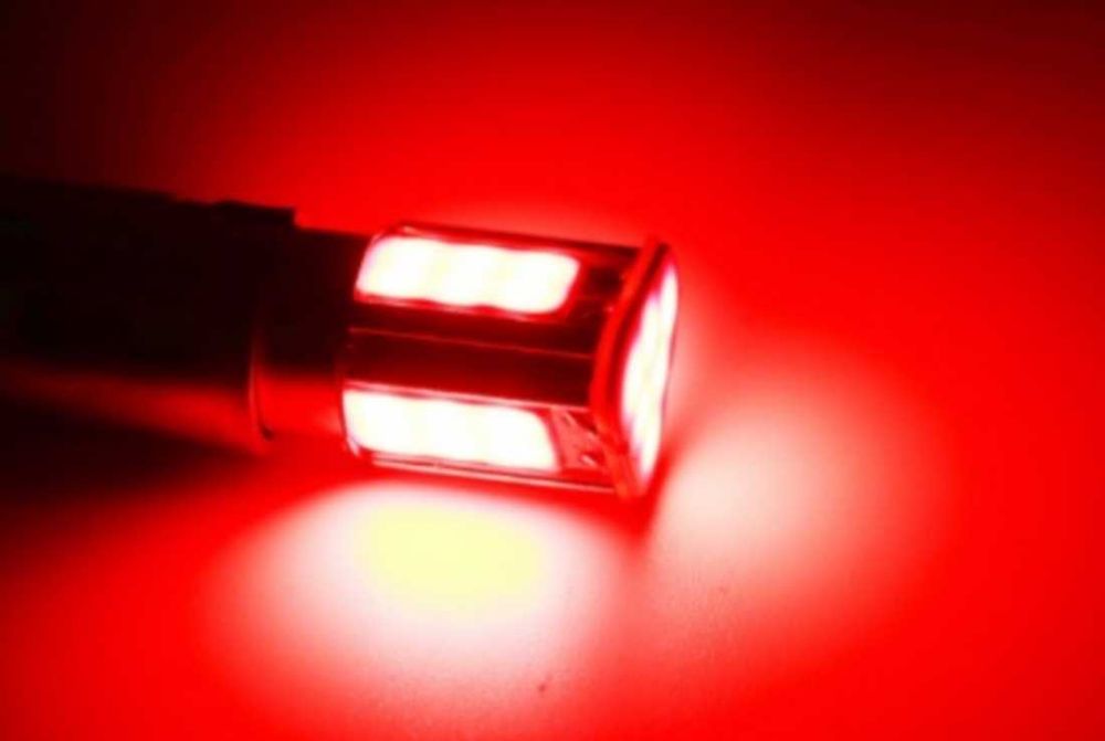 NOWA czerwona żarówka LED P21W COB 1157 dwuwłóknowa