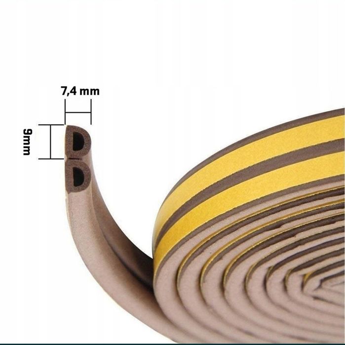 Samoprzylepna gumowa wyciszająca uszczelka 6 m do drzwi okien typ D