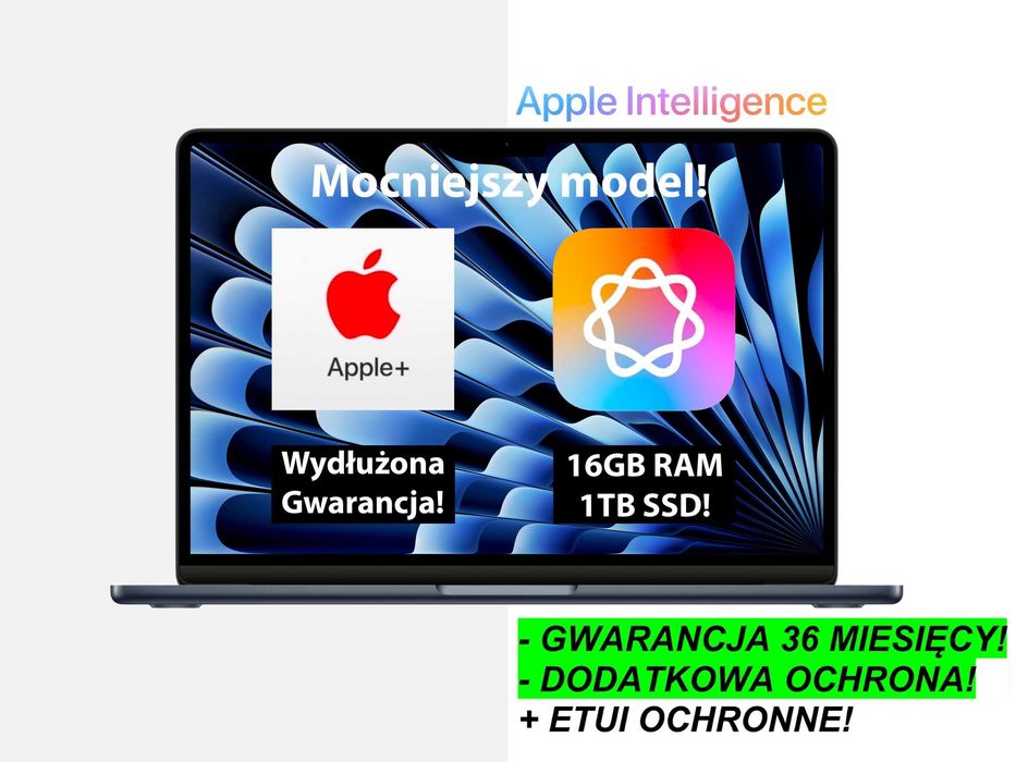 NOWY Apple MacBook Air 13 M2 16GB RAM 1TB SSD MIDNIGHT RATY-0% FV23% GW-3LATA!