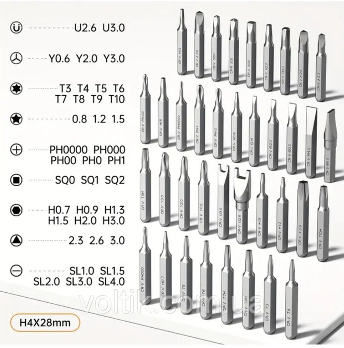 Електровикрутка з набором змінних біт 38шт