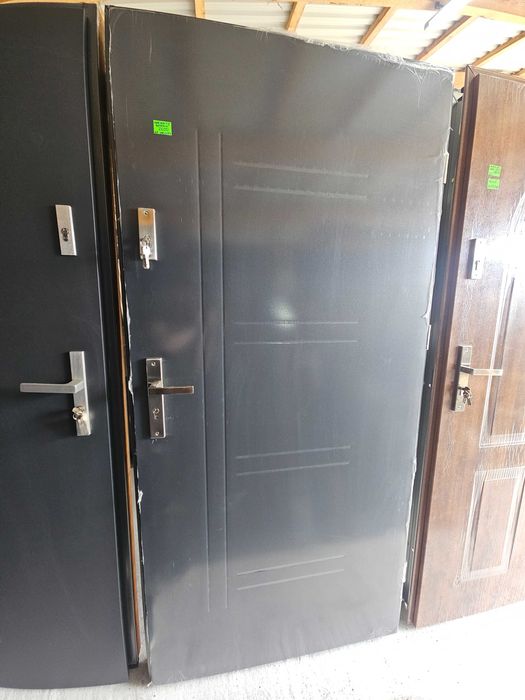 NOWE DRZWI Zewnętrzne Stalowe Pełne Wejściowe 100x207cm Antracyt