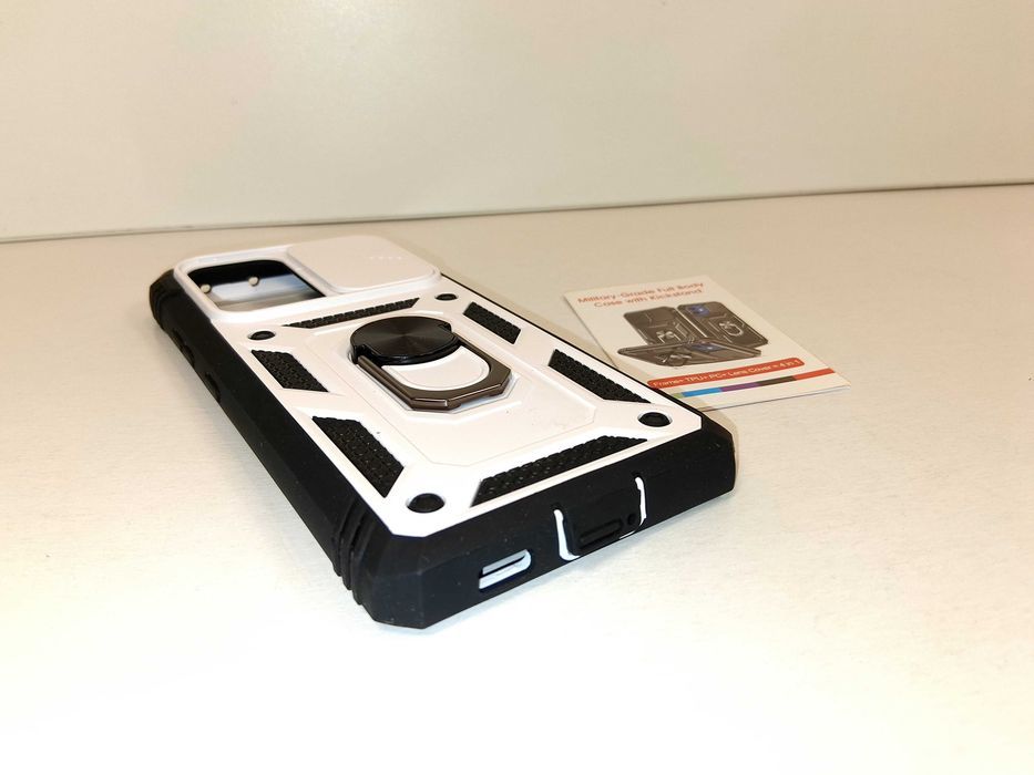 Z101 Etui Pancerne Do Samsung Galaxy S21 Ultra Kickstand Biało Czarne