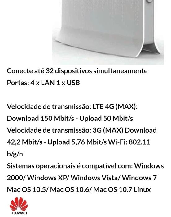 Router Huawei com slot cartão SIM