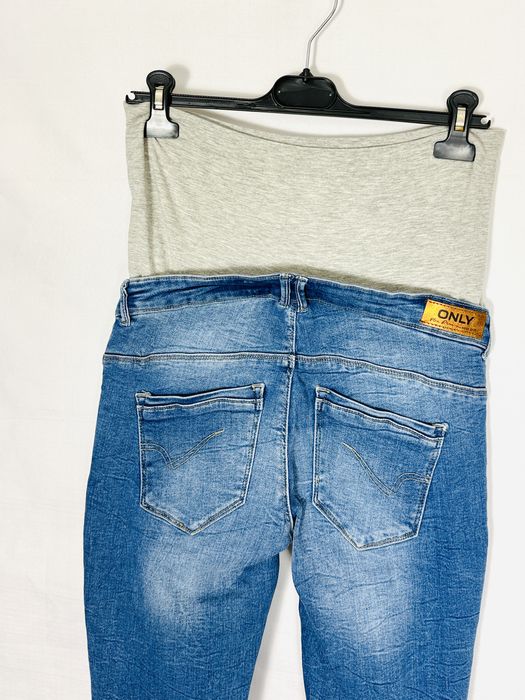 Niebieskie jeansy ciążowe z panelem M 38