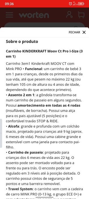 Carrinho de bebe Kinderkraft