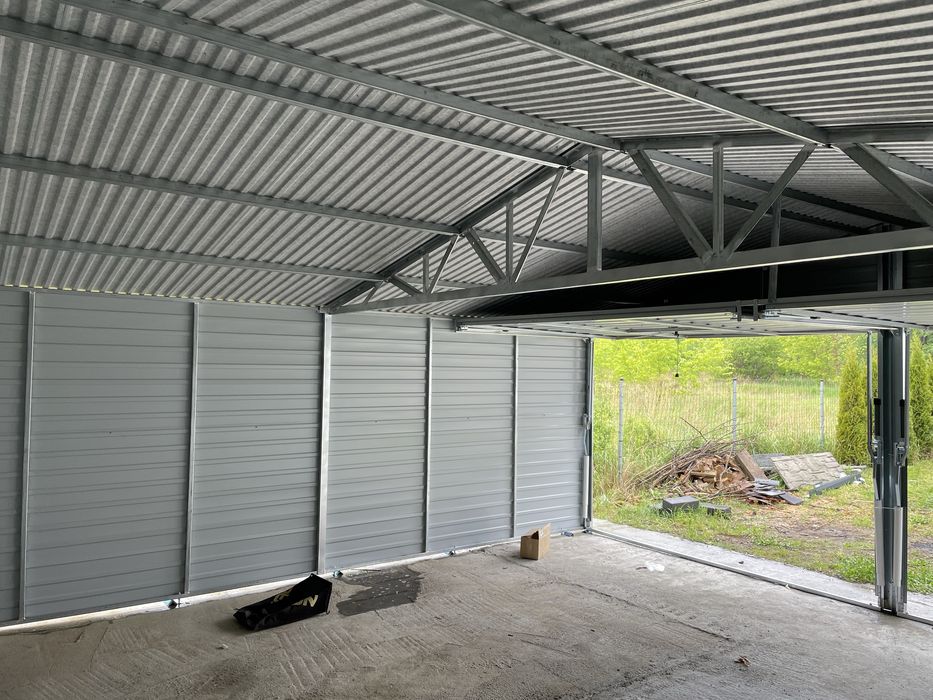 Garaż blaszany 6x5 grafit, antracyt. PROFIL OCYKOWANY.