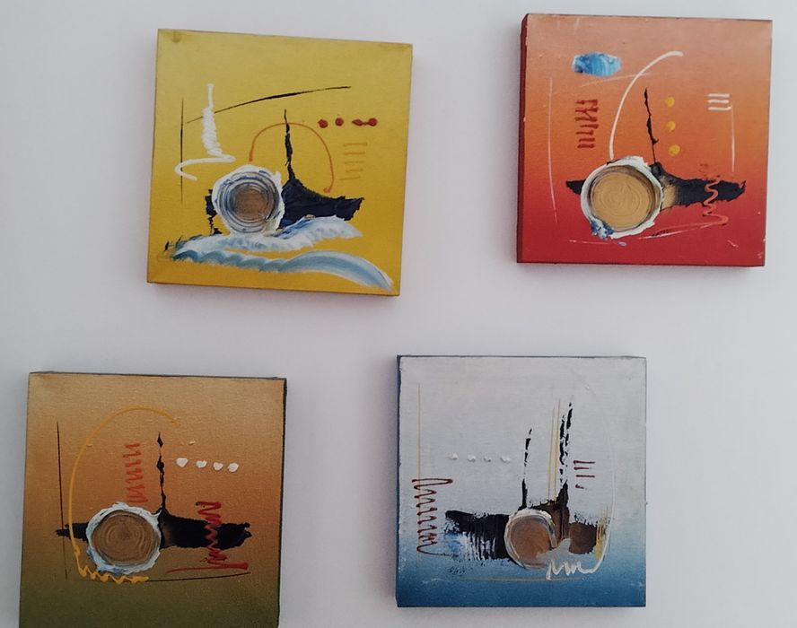 Conjunto de 4 quadros a óleo