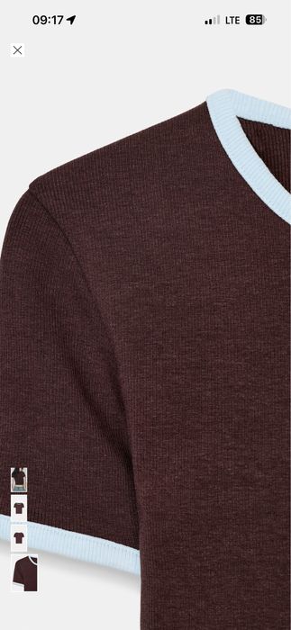 Футболка Zara розмір с, м нова! шоколадна з блакитною окантовкою