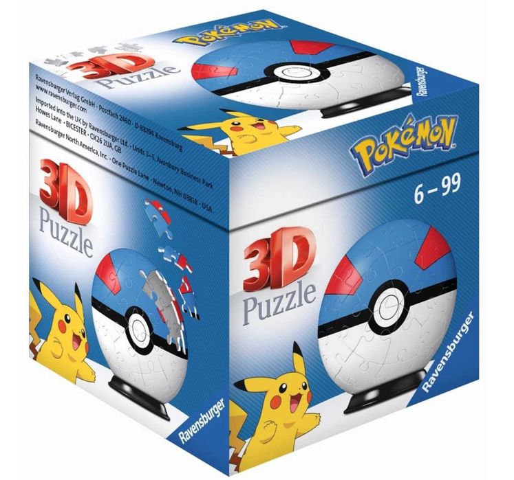 Puzzle 3D Ravensburger Pokemon Kula Pokeball Pikachu 55 el. prezent
