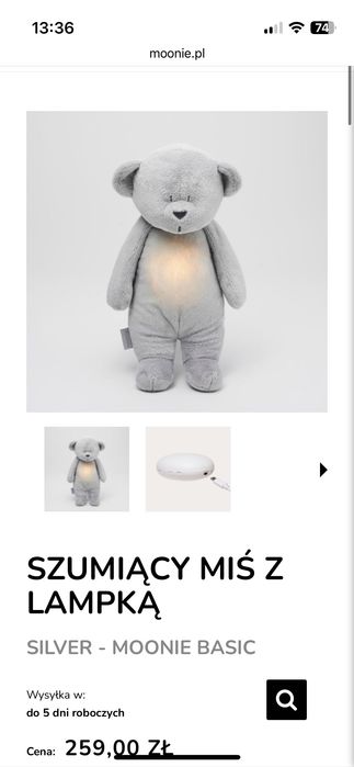 Szumiący miś z lampką