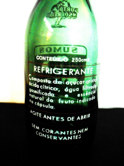 Garrafa antiga dos Refrigerantes Porto Sobreiro - Pirogravada - verde