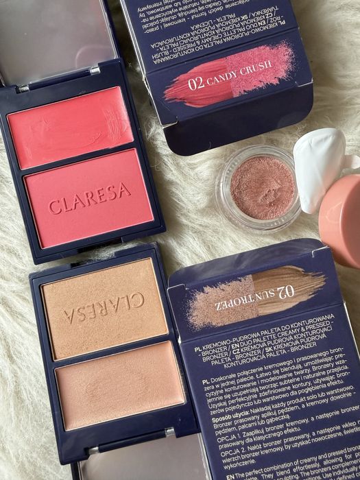 Zestaw kosmetyków do makijażu (16 sztuk) mix podkład,róz, bronzer itp.