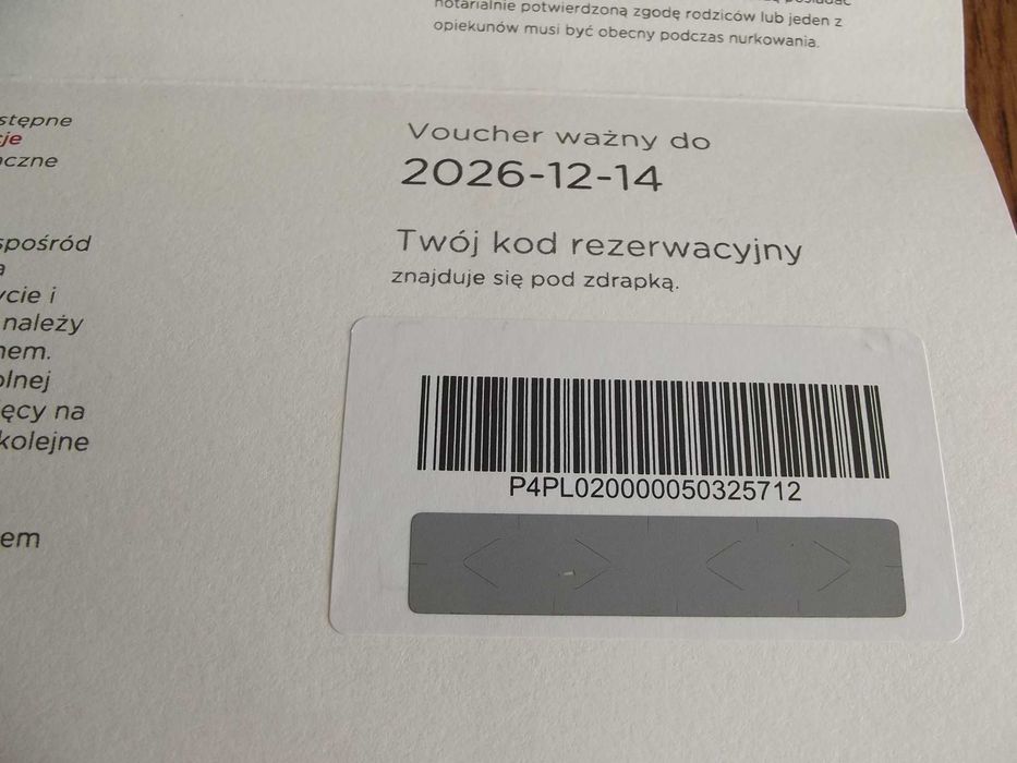 Voucher na nurkowanie Warszawa