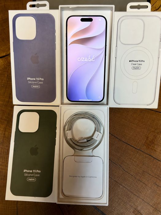 iPhone 15 Pro 128 GB Blue Titanium | 3x oryginalne etui Apple MagSafe