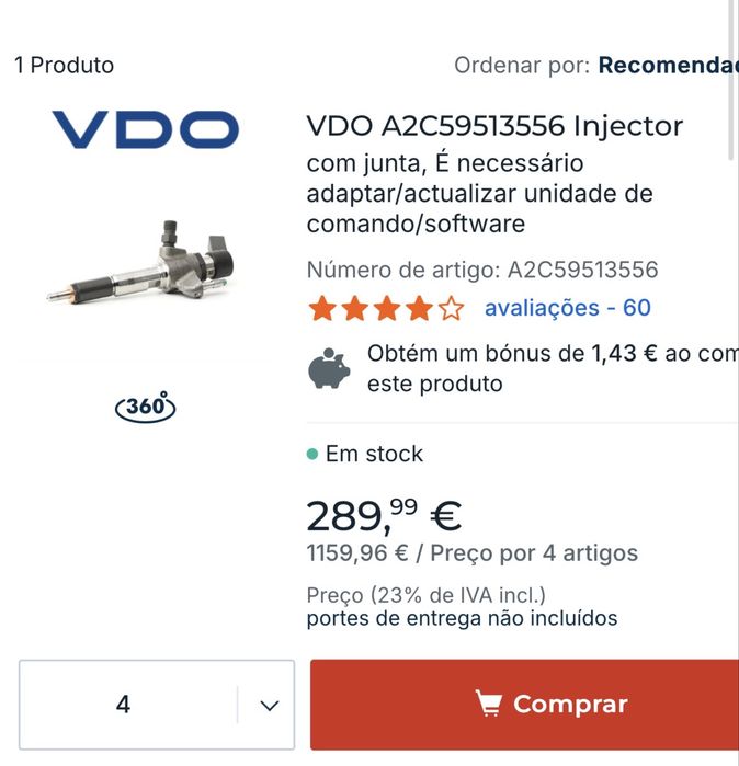Injetores VDO A2C59513556 - Novos e selados