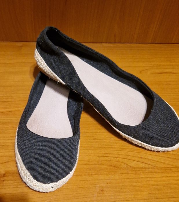 Baleriny czarne ze sznurkiem jak espadryle 40  stan dobry buty letnie damskie