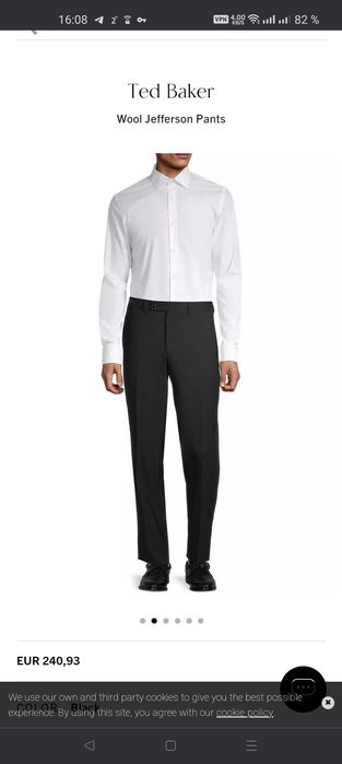 Джинсы брюки Ted Baker wool trousers United Kingdom W34 stretch black.