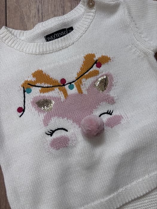 Вʼязаний новорічний/різдвяний костюм 74 см