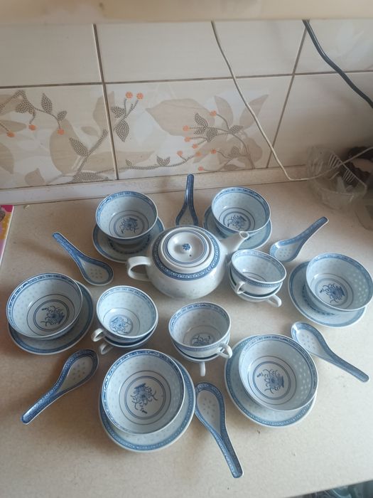 15 elementowa porcelana chińska z ryzem