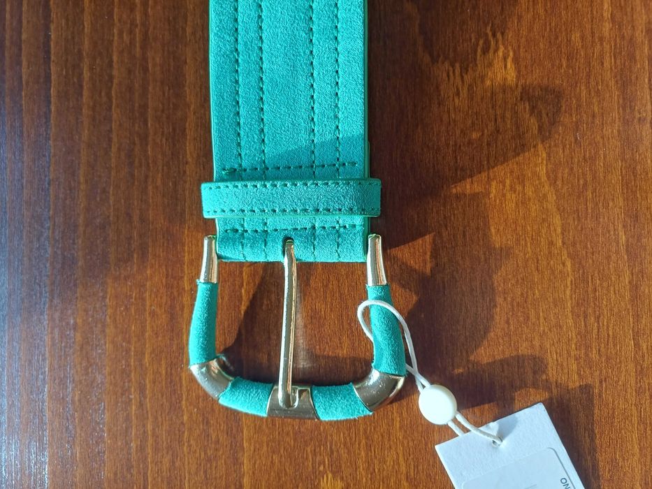 Zielony pasek Only, rozmiar 70. Welur, szer. 5 cm, Nowy