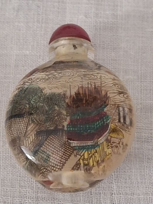 Frasco de rapé ou snuff bottle em vidro