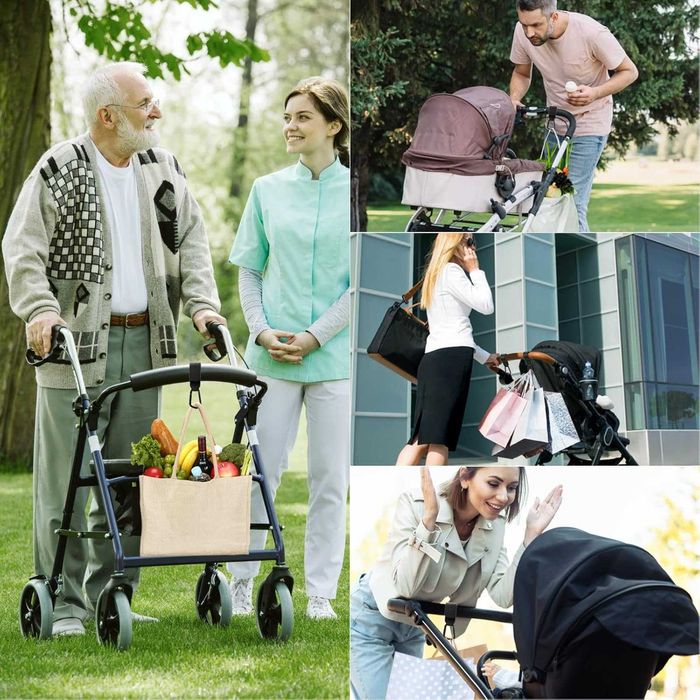 Hak do wózka dziecięcego uchwyt na torbę z karabińczykiem 2 sztuki