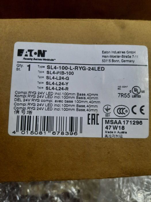 Світлова сигнальна колона Eaton SL4-100-L-RYG-24LED