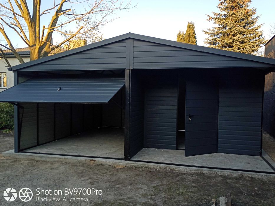 garaż z zadaszeniem wnęką 6x6 7x6 okno drzwi