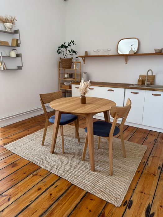 Stół drewniany dębowy- stół okrągły rozkładany - stół dostępny od ręki