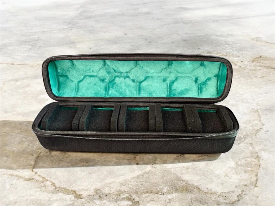 Premium etui organizer na 5 zegarków czarno-zielone pudełko case