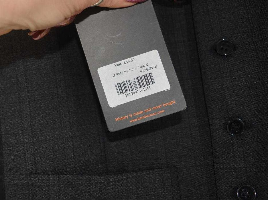 Wełniana kamizelka garniturowa Ben Sherman euro 48 stalowa