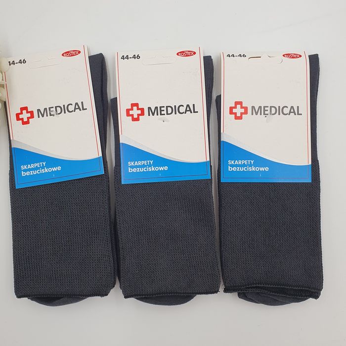Bezuciskowe skarpetki męskie 44-46 medical medyczne stalowe