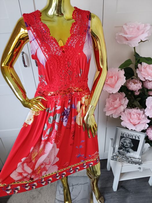 Nowa sukienka Styl Boho w kwiaty z koronką  R.40/42