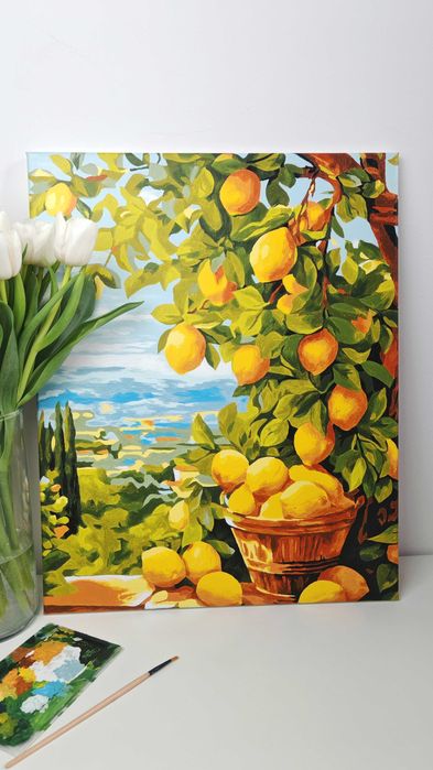 Obraz akrylowy cytryny 40x50 – ręcznie malowany, płótno