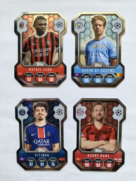 karty match attax: Leáo, De Bruyne, Vitinha, Kane