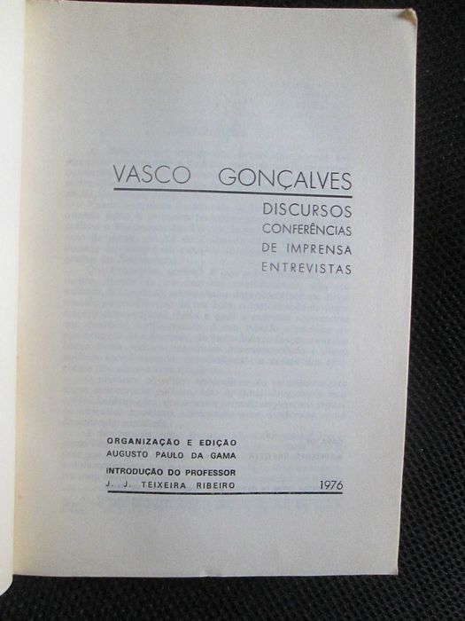 Discursos, Conferências de Imprensa, Entrevistas, de Vasco Gonçalves