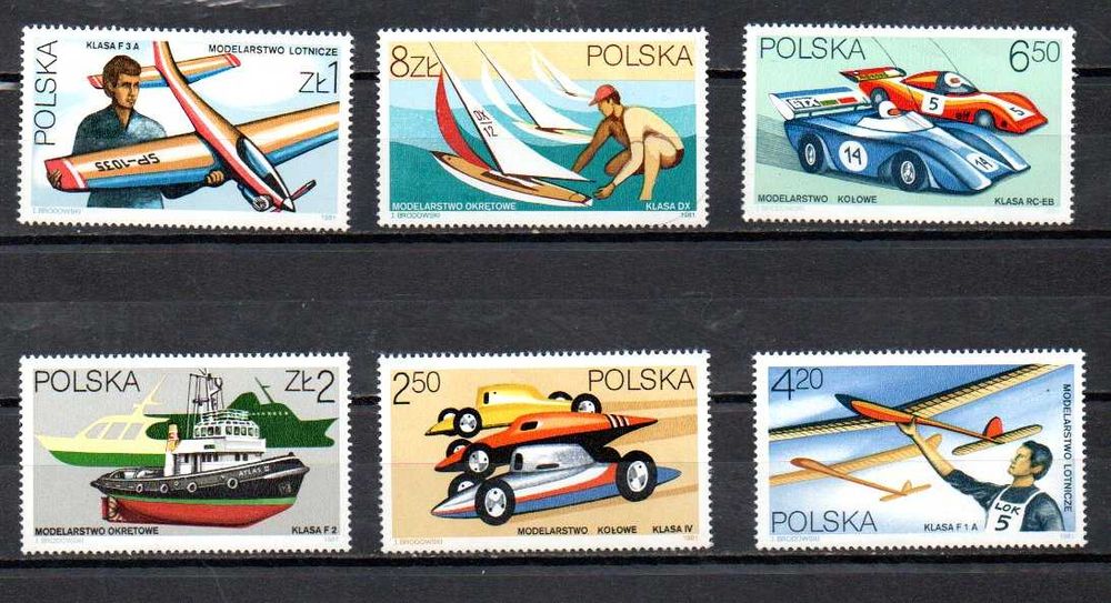 Znaczki Polska 1981 rok Sport modelarski seria czysta
