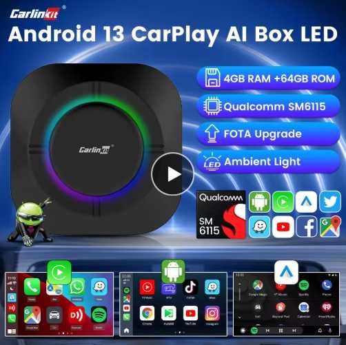 CarPlay CarlinKit Android 13 LED AI Box
