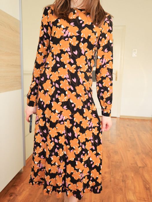 MSCH Copenhagen wiosenna sukienka midi  kwiaty XS też S kwiatki wiosna