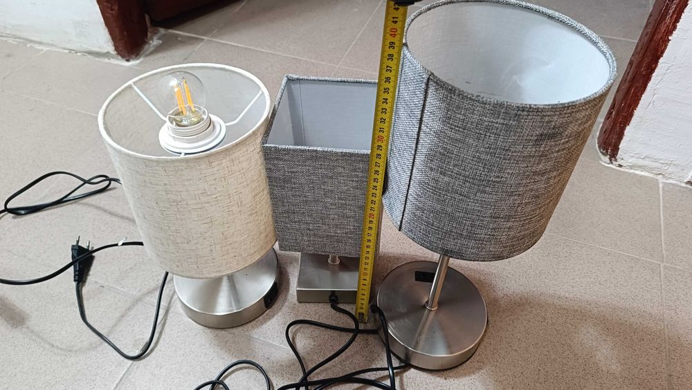 2x  lampka nocna beże i brązu 2 porty usb ładowarka do telefonu