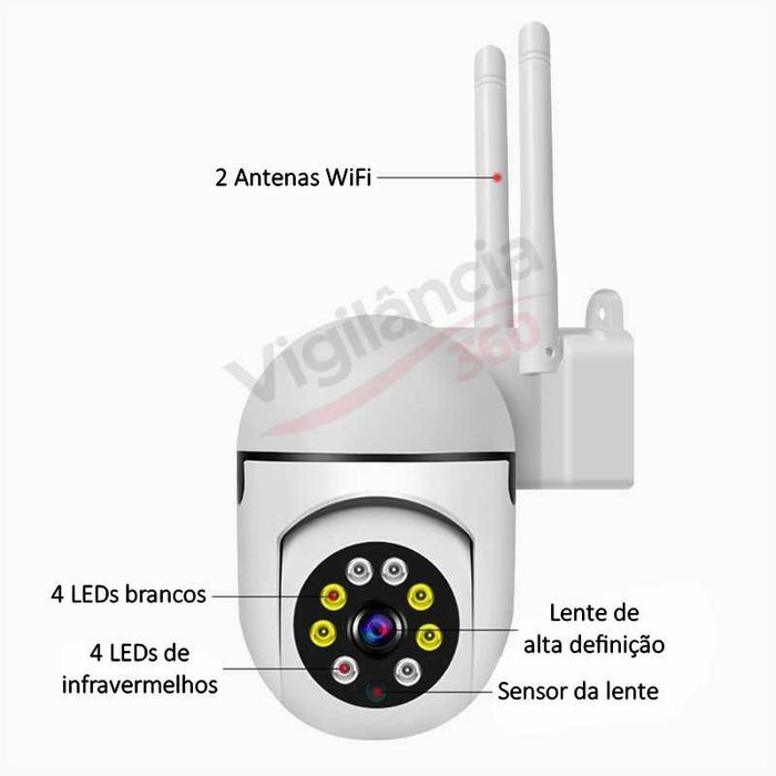 Câmara WiFi Rotativa PTZ FullHD Visão Noturna a Cores IP66 NOVA