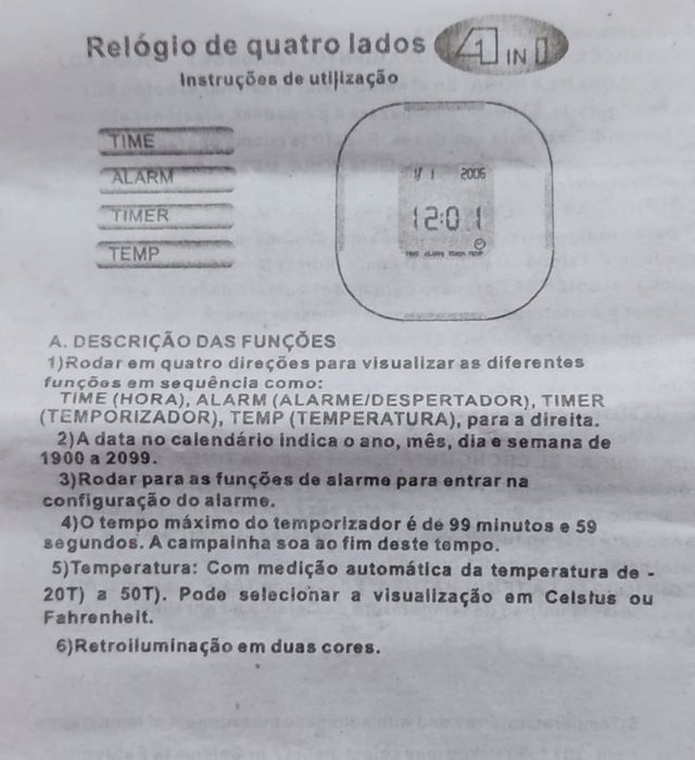Relógio despertador novo, temporizador e medidor de temperatura