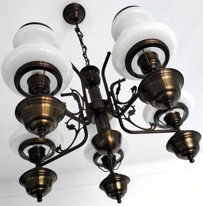 Candeeiro Tecto Metal Vidro Sala Quarto 5 Lustres