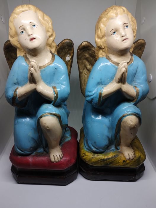 PRL figurka stary Anioł Aniołek gipsowy