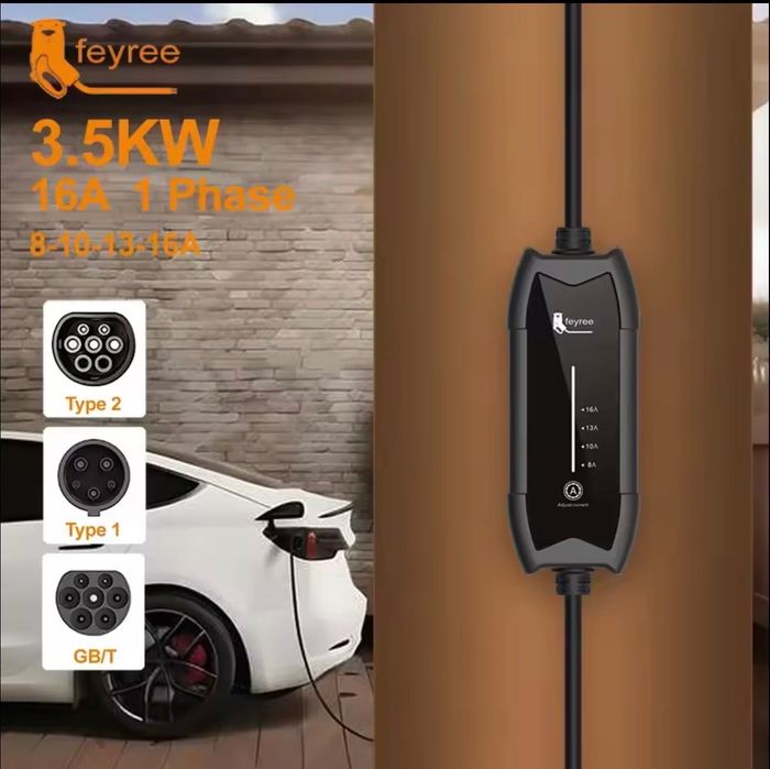 Зарядка для електромобіля FEYREE 16A 3,5 кВт, TYPE2  TYPE1  GBT